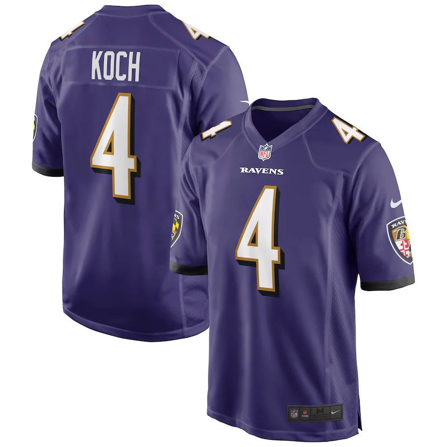 Men Baltimore Ravens #4 Sam Koch Nike Purple Game NFL Jersey